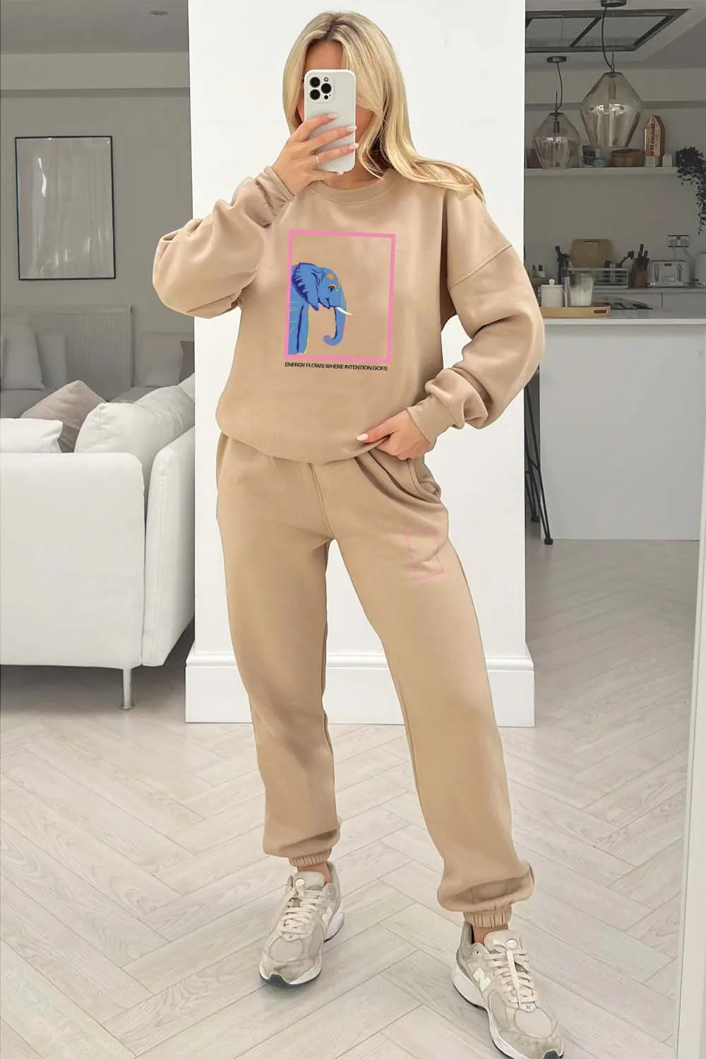 Energy Flows Stone Printed sweater loungewear set