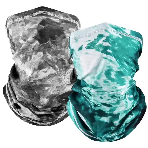 EXSki UV Neck Gaiter Mask, UPF 50 Bandana Balaclava Face Mask Breathable Cooling Sun Summer for Fishing Running 2 Packed