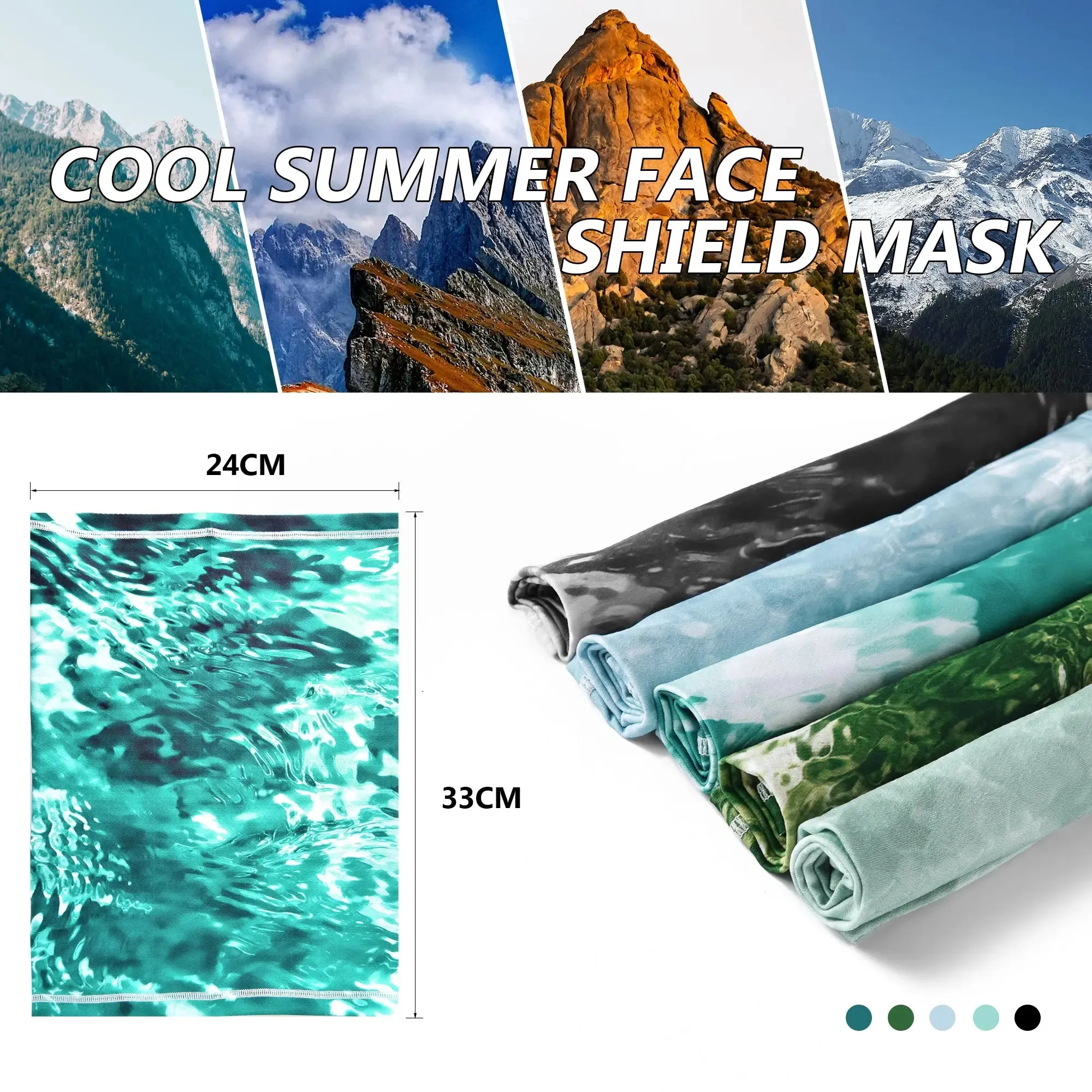 EXSki UV Neck Gaiter Mask, UPF 50 Bandana Balaclava Face Mask Breathable Cooling Sun Summer for Fishing Running 2 Packed
