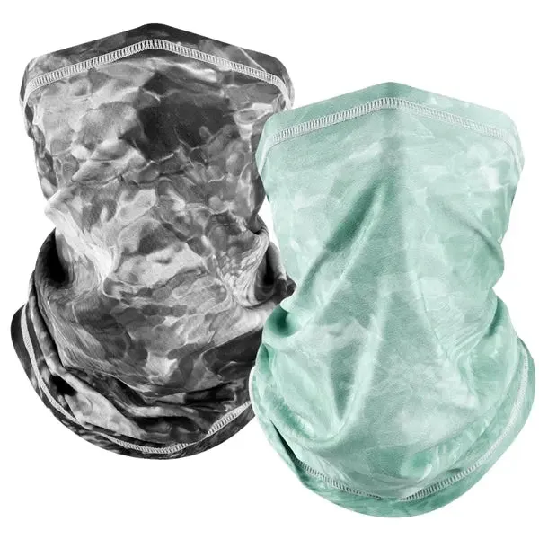 EXSki UV Neck Gaiter Mask, UPF 50 Bandana Balaclava Face Mask Breathable Cooling Sun Summer for Fishing Running 2 Packed