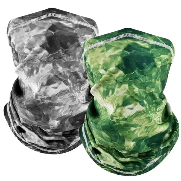 EXSki UV Neck Gaiter Mask, UPF 50 Bandana Balaclava Face Mask Breathable Cooling Sun Summer for Fishing Running 2 Packed