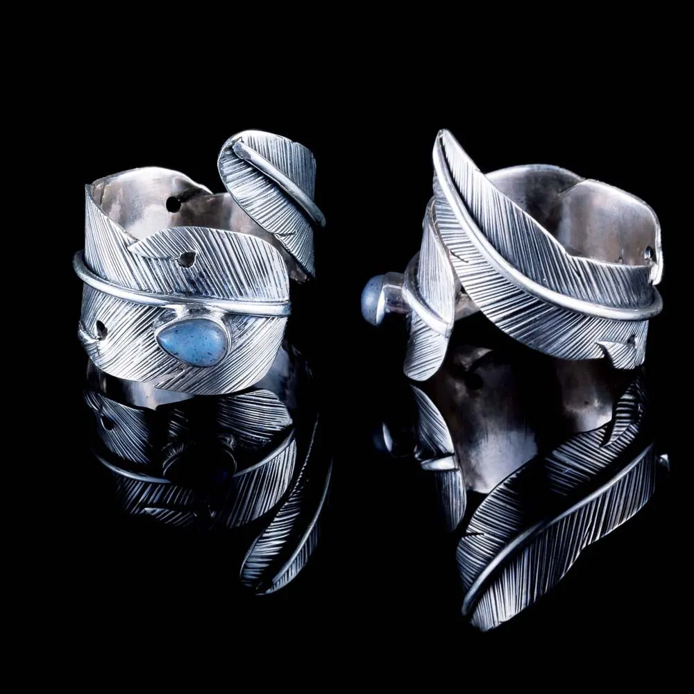 Feather Ring - Silver - Labradorite