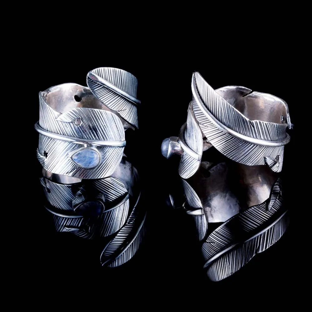 Feather Ring - Silver - Moonstone