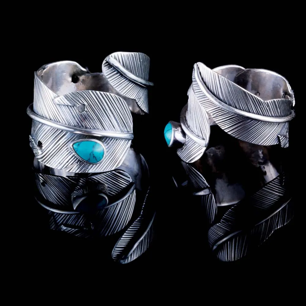 Feather Ring - Silver - Turquoise