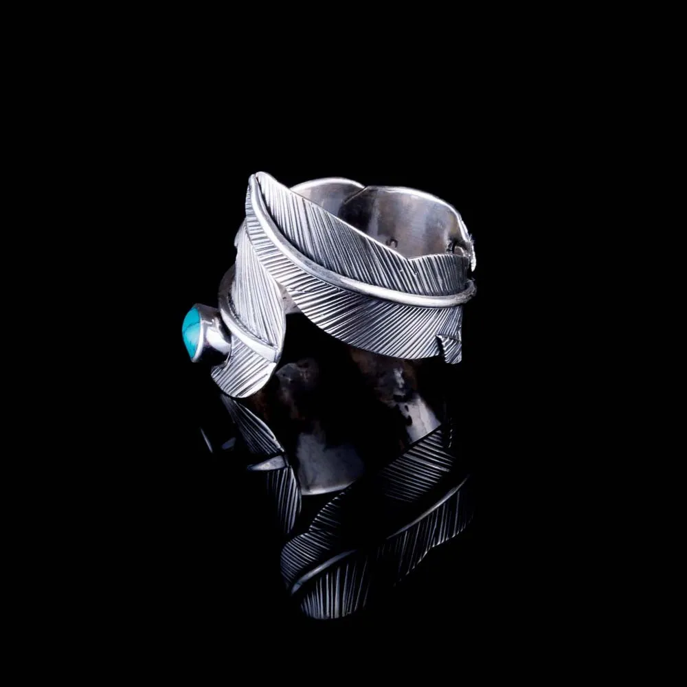 Feather Ring - Silver - Turquoise