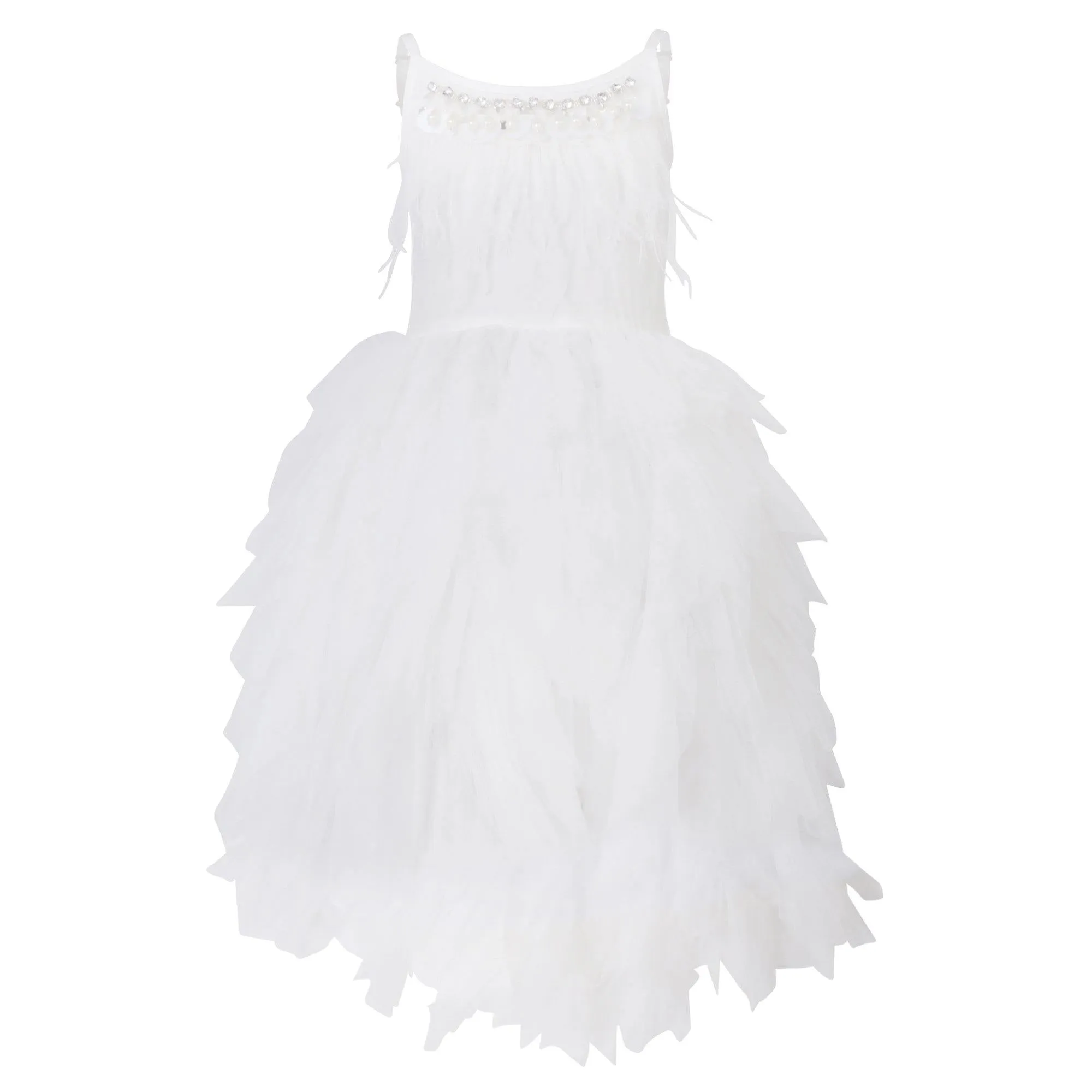 Feathers and Frills Dress - White