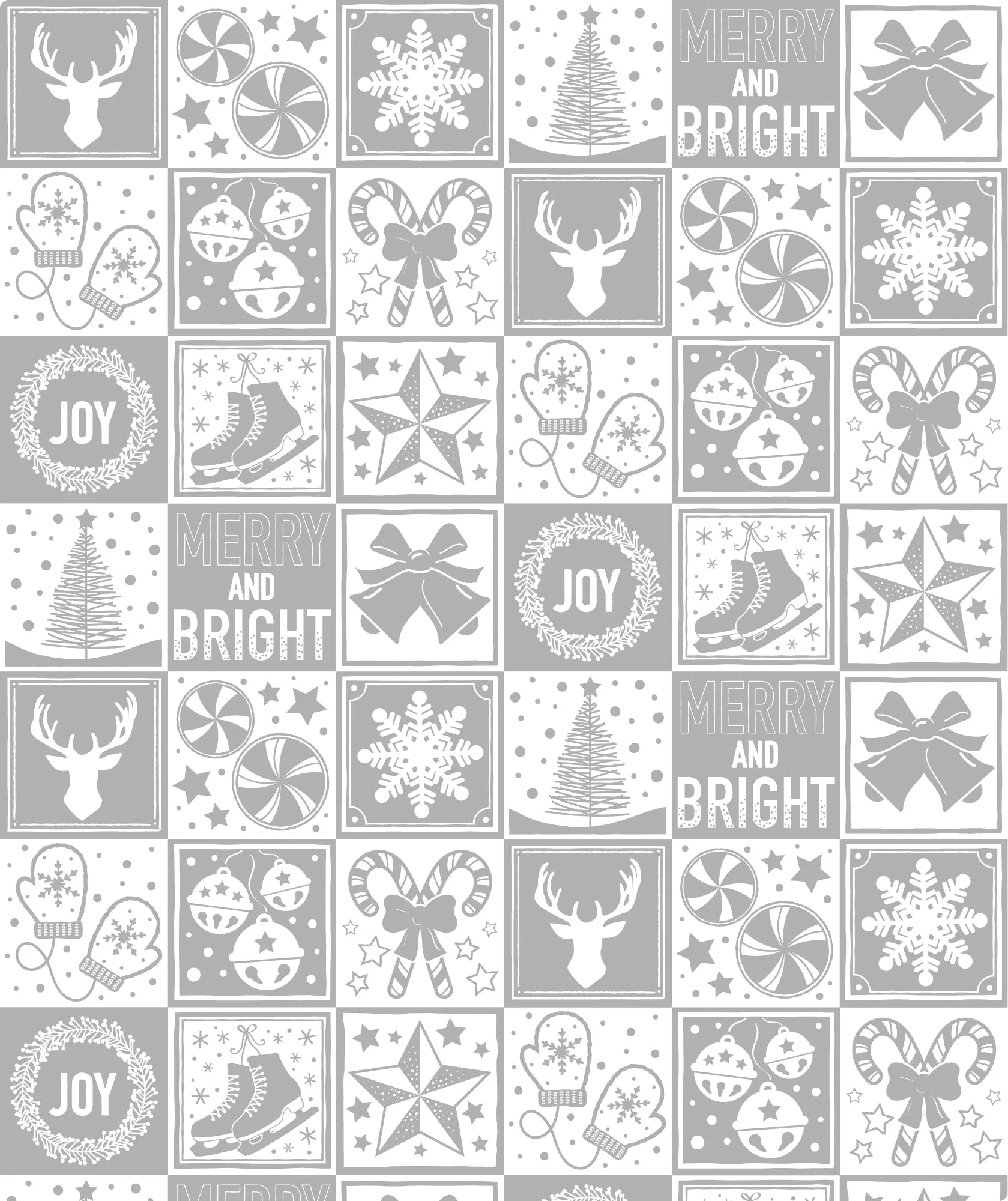 Gray ＆ White Christmas Block Wire Aluminized Film Foil Wrapping Paper Roll