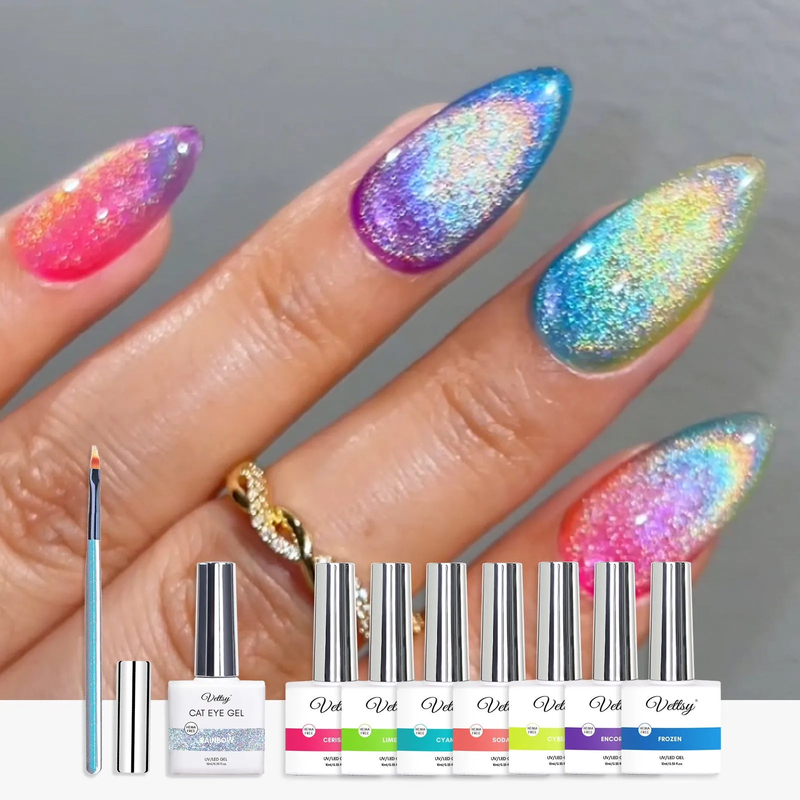 Hema-Free Rainbow Cat Eye Gel