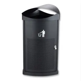 Indoor/Outdoor Perforated Steel Waste Receptacle, 20-Gallon, Black