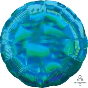 Iridescent Cyan Blue Round Foil Balloon