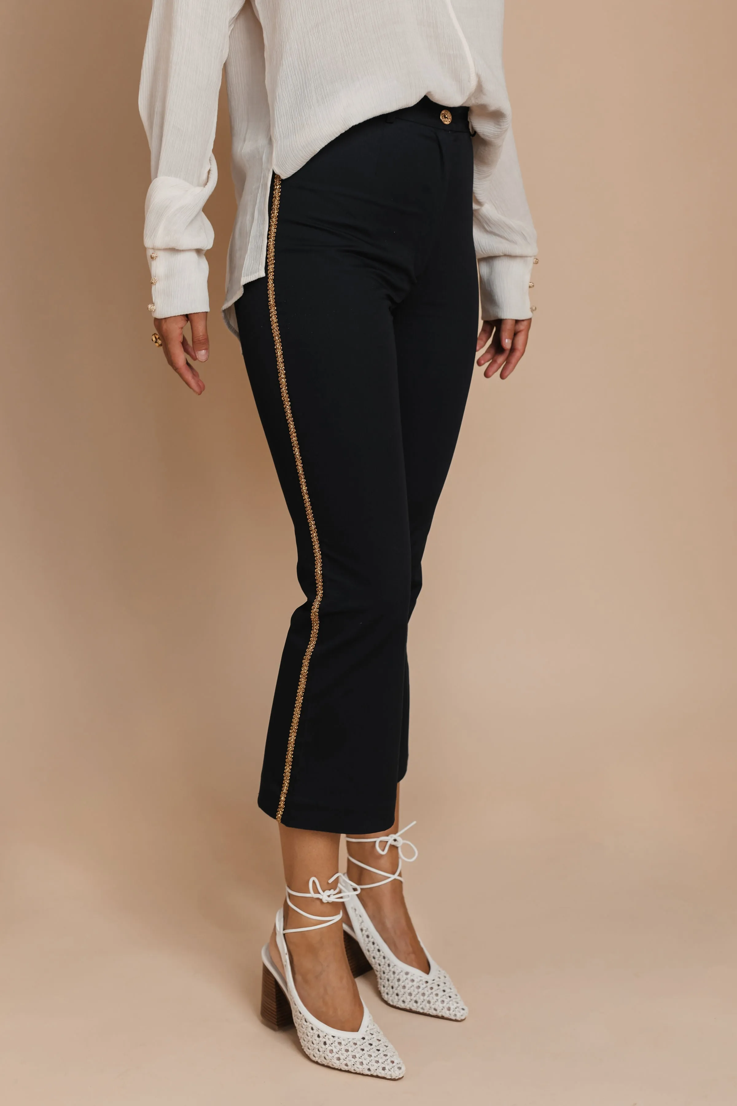 Italian Navy Pants with gold details by BYNES NEW YORK | Apparel & Accessories