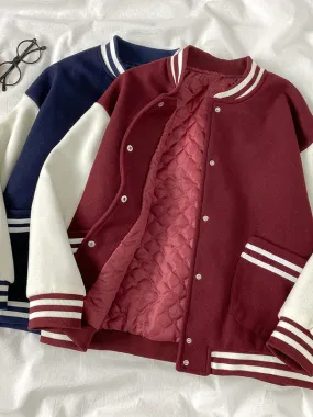 Korean loose fit BF Boyfriend style Warm Lining Baseball Jacket Girl Instashop casual coat 11-17
