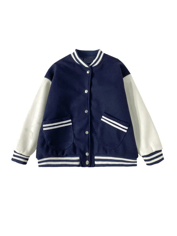 Korean loose fit BF Boyfriend style Warm Lining Baseball Jacket Girl Instashop casual coat 11-17