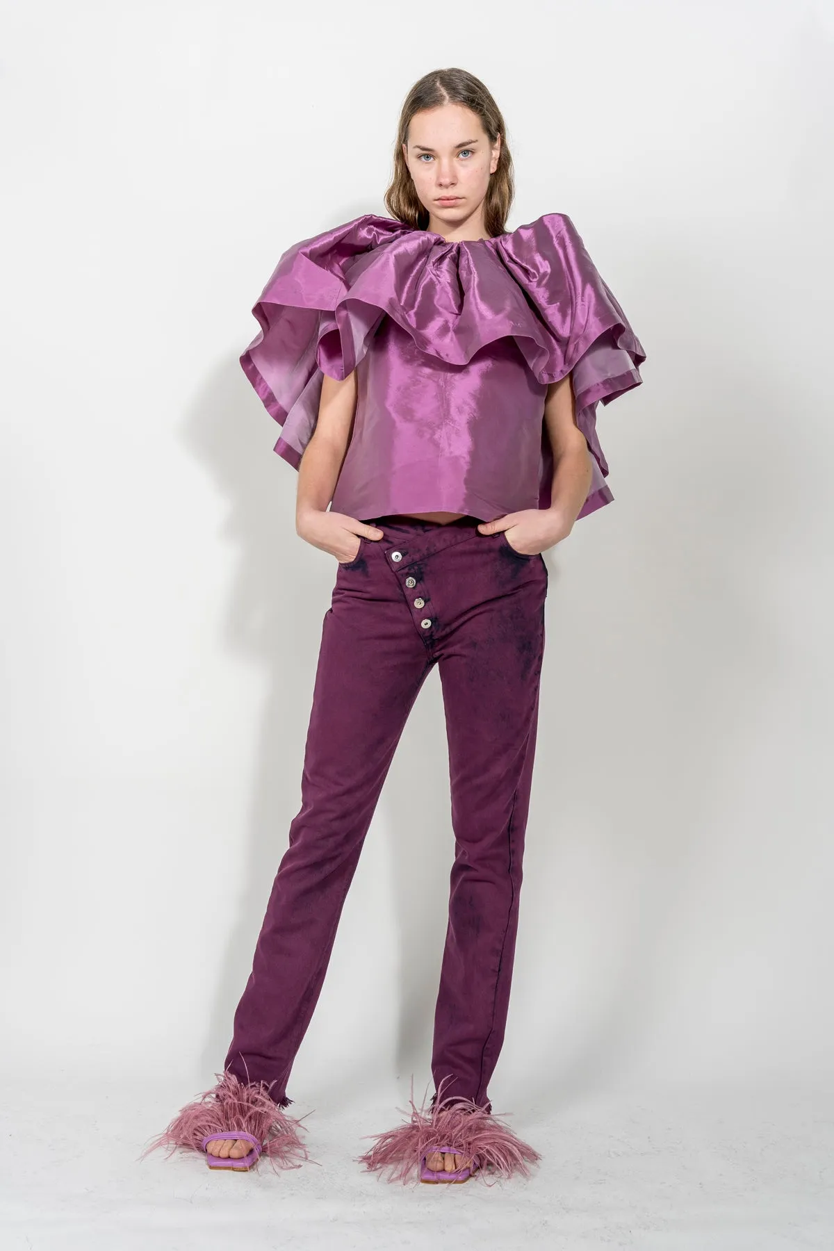 LILAC PLEATED CAPE TOP