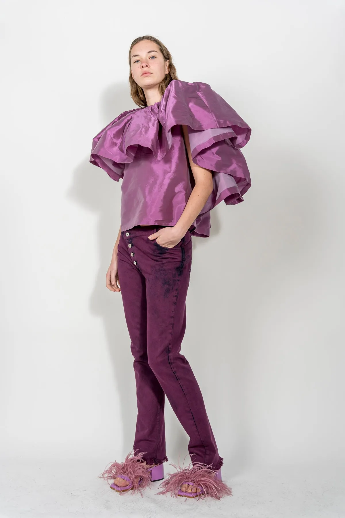 LILAC PLEATED CAPE TOP