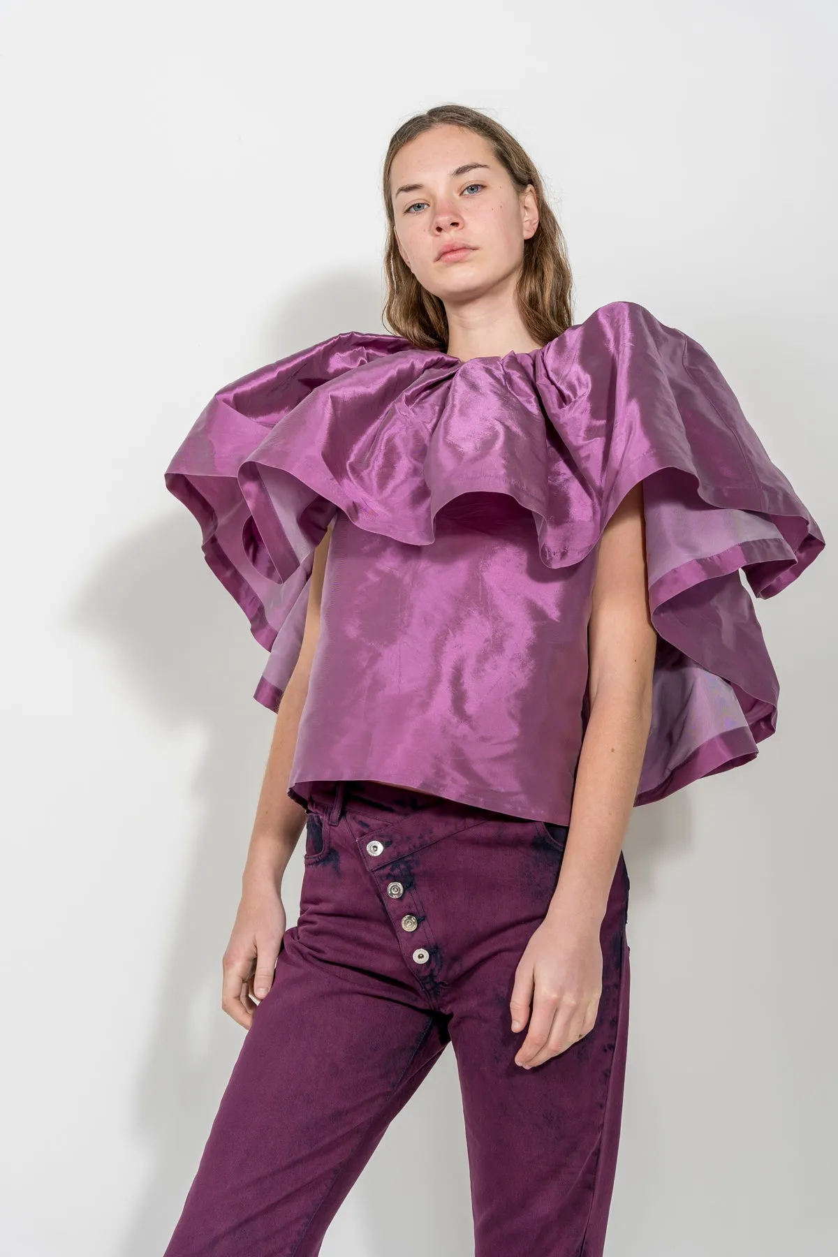 LILAC PLEATED CAPE TOP