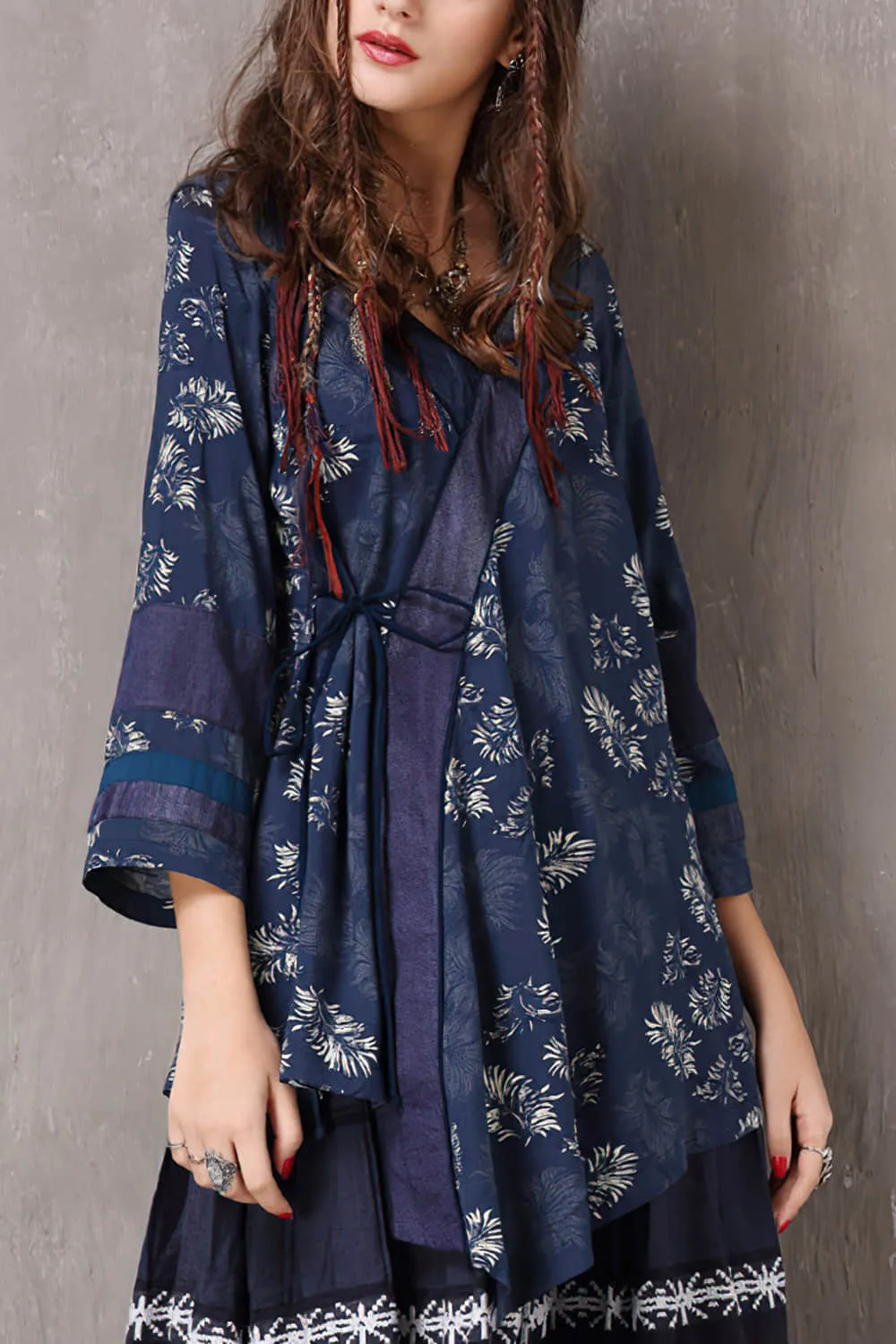 Loose blouse retro irregular V-neck sleeve shirt