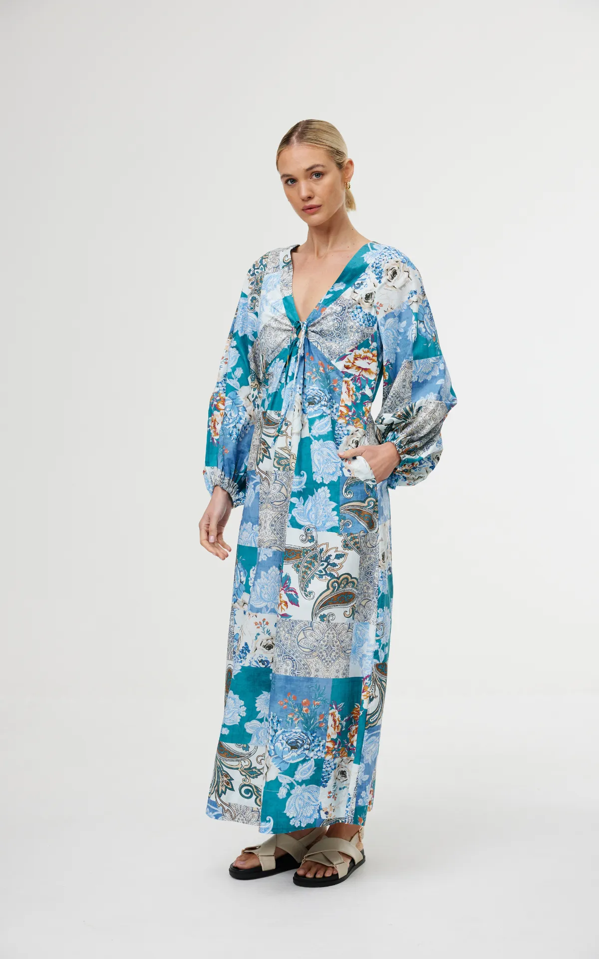 Marais Dress - Cyan Patchwork