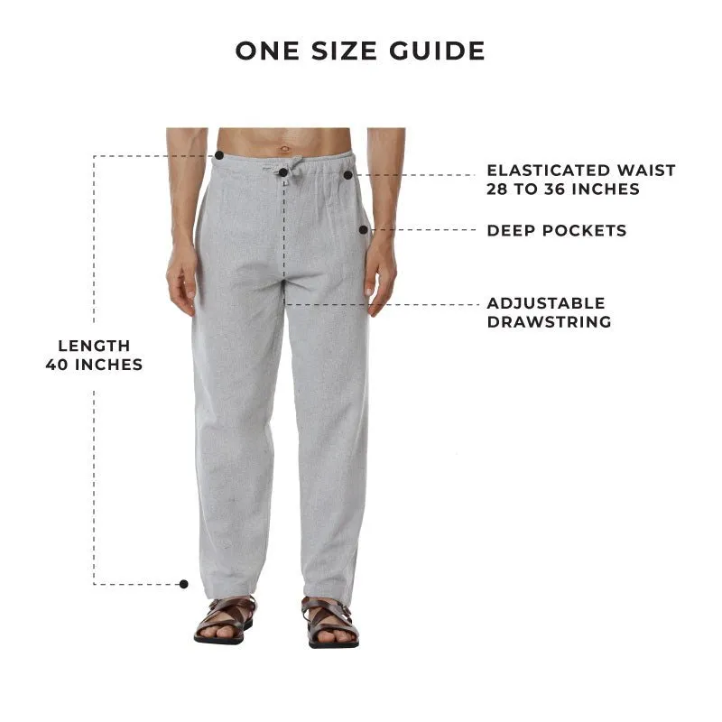 Men's Pyjama Pack of 2 | Blue and Melange Grey | Fits Waist Sizes 28" to 36"