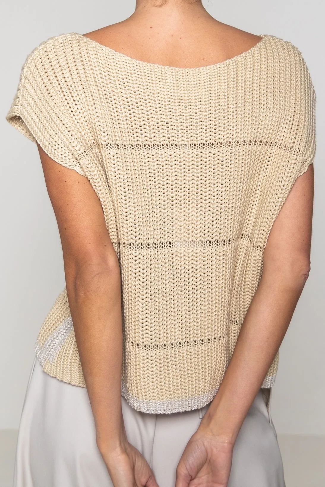 MIXED RIB CAPSLEEVE SWEATER