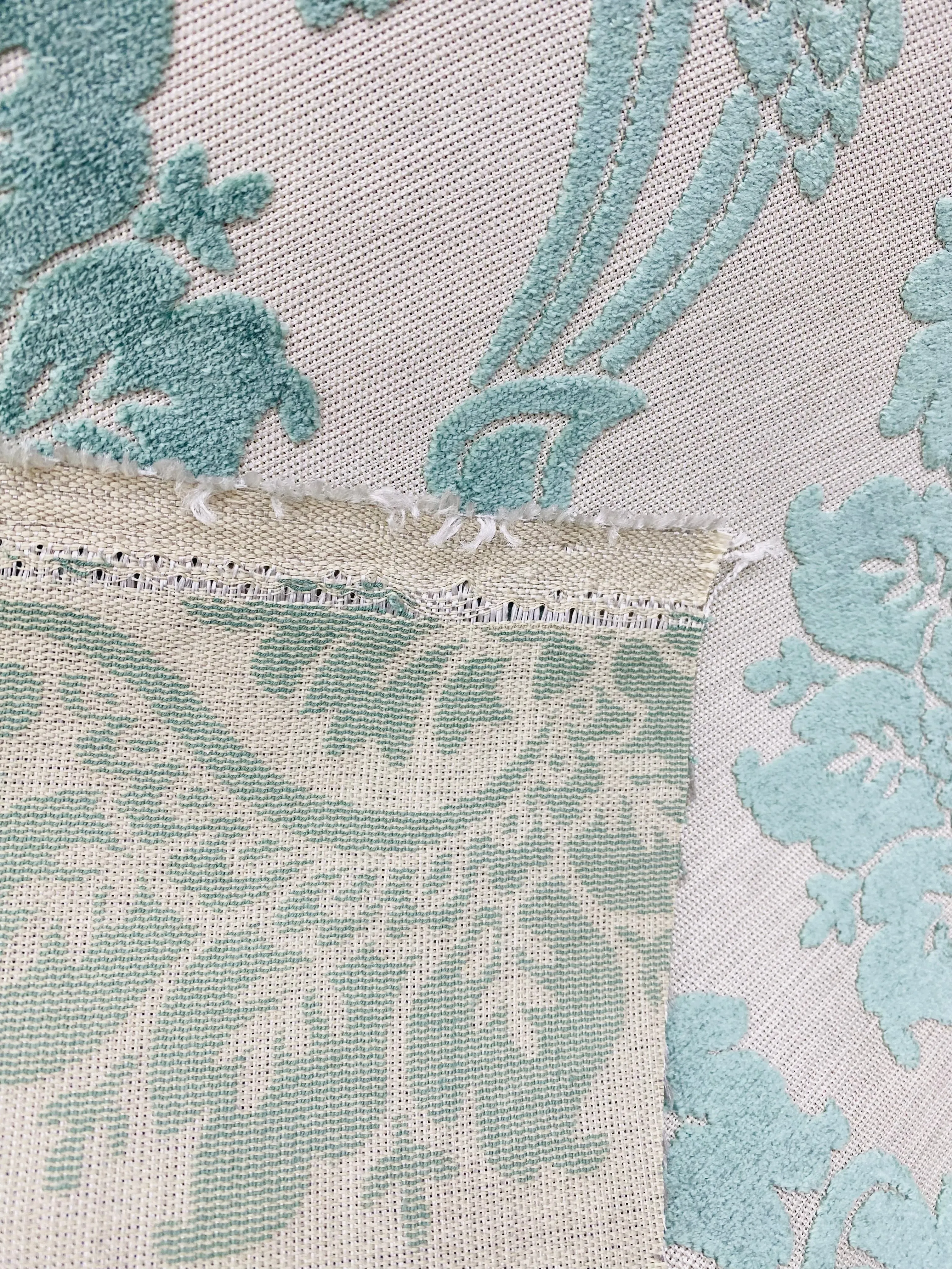 NEW Duke Raphael Designer Velvet Chenille Burnout Medallion Upholstery Fabric - French Blue