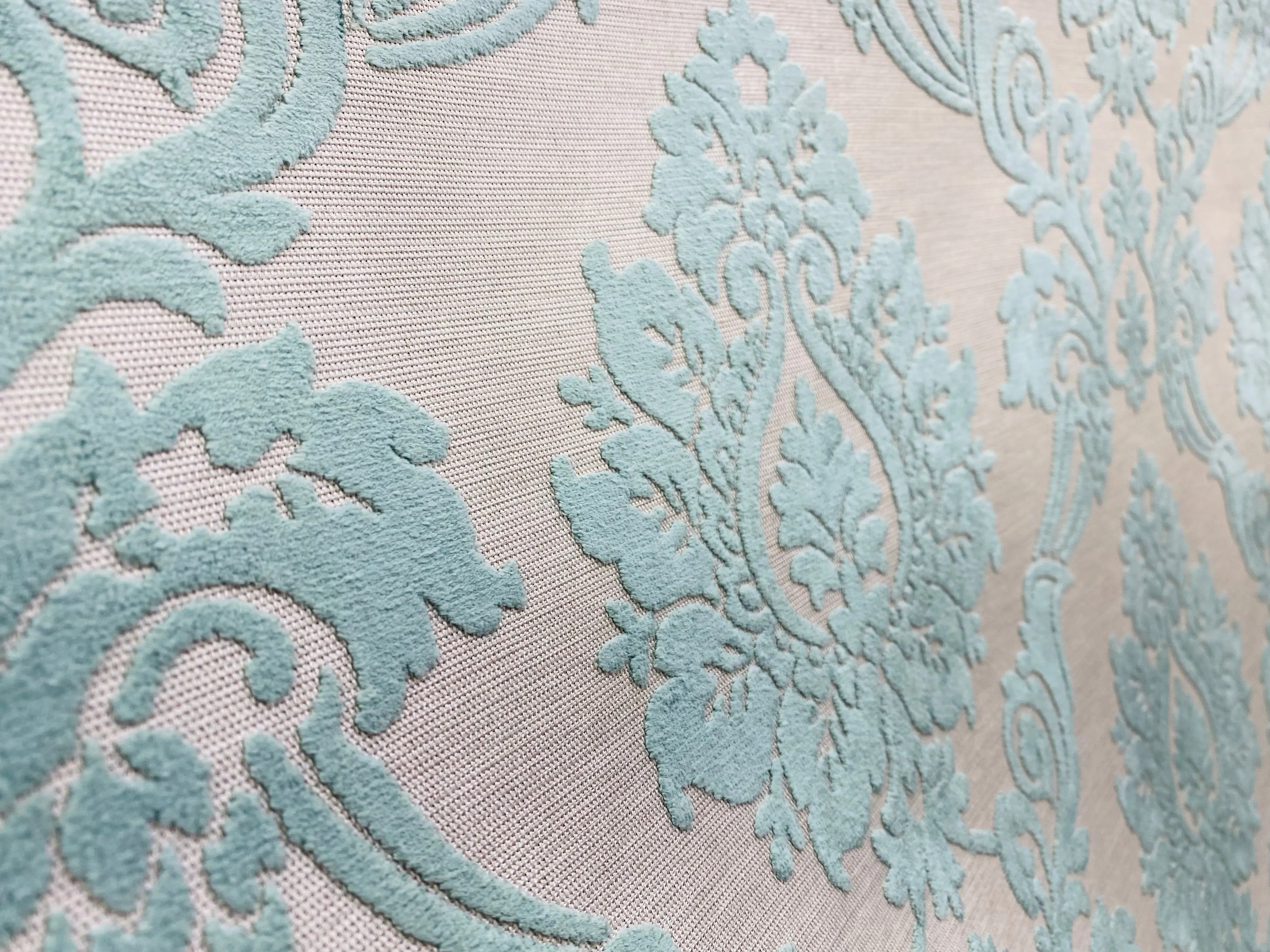NEW Duke Raphael Designer Velvet Chenille Burnout Medallion Upholstery Fabric - French Blue