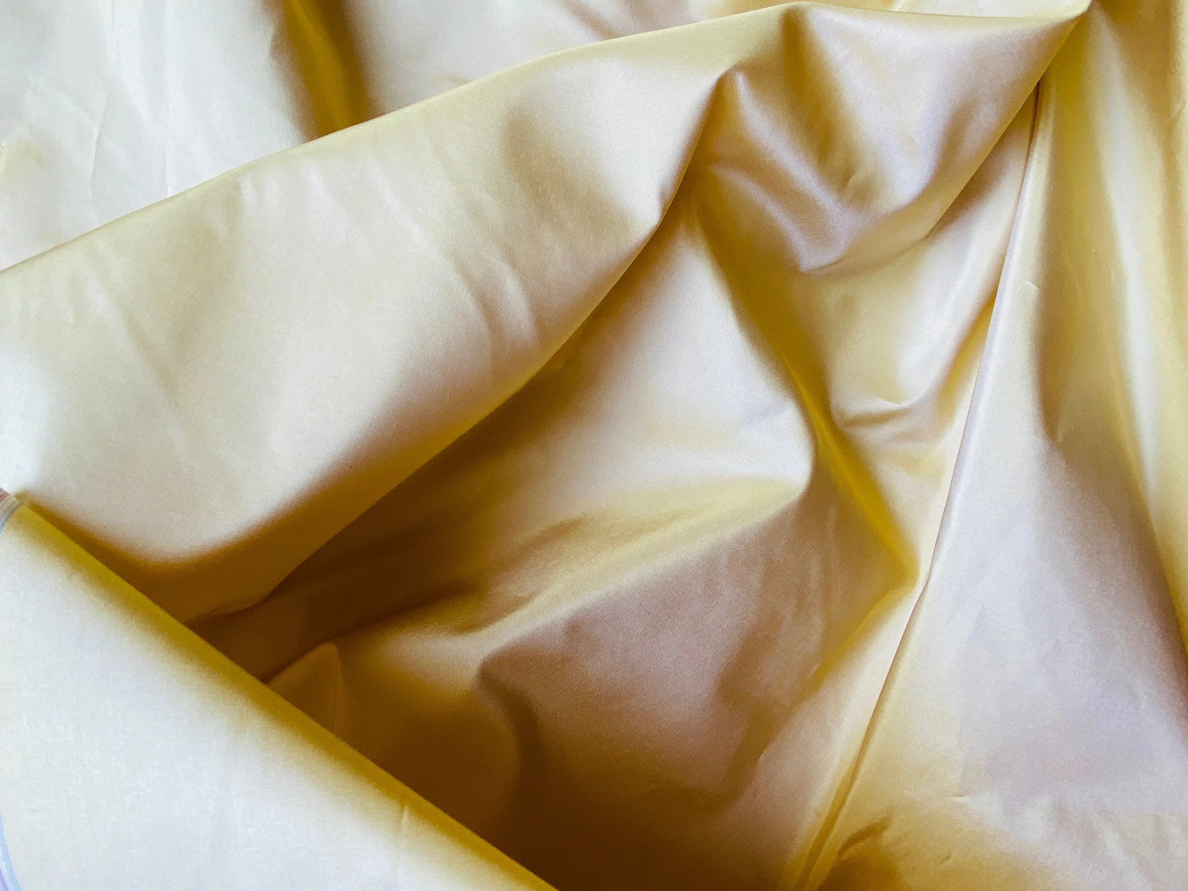 NEW Lady Lisa Designer 100% Silk Taffeta Solid Butter Yellow Fabric