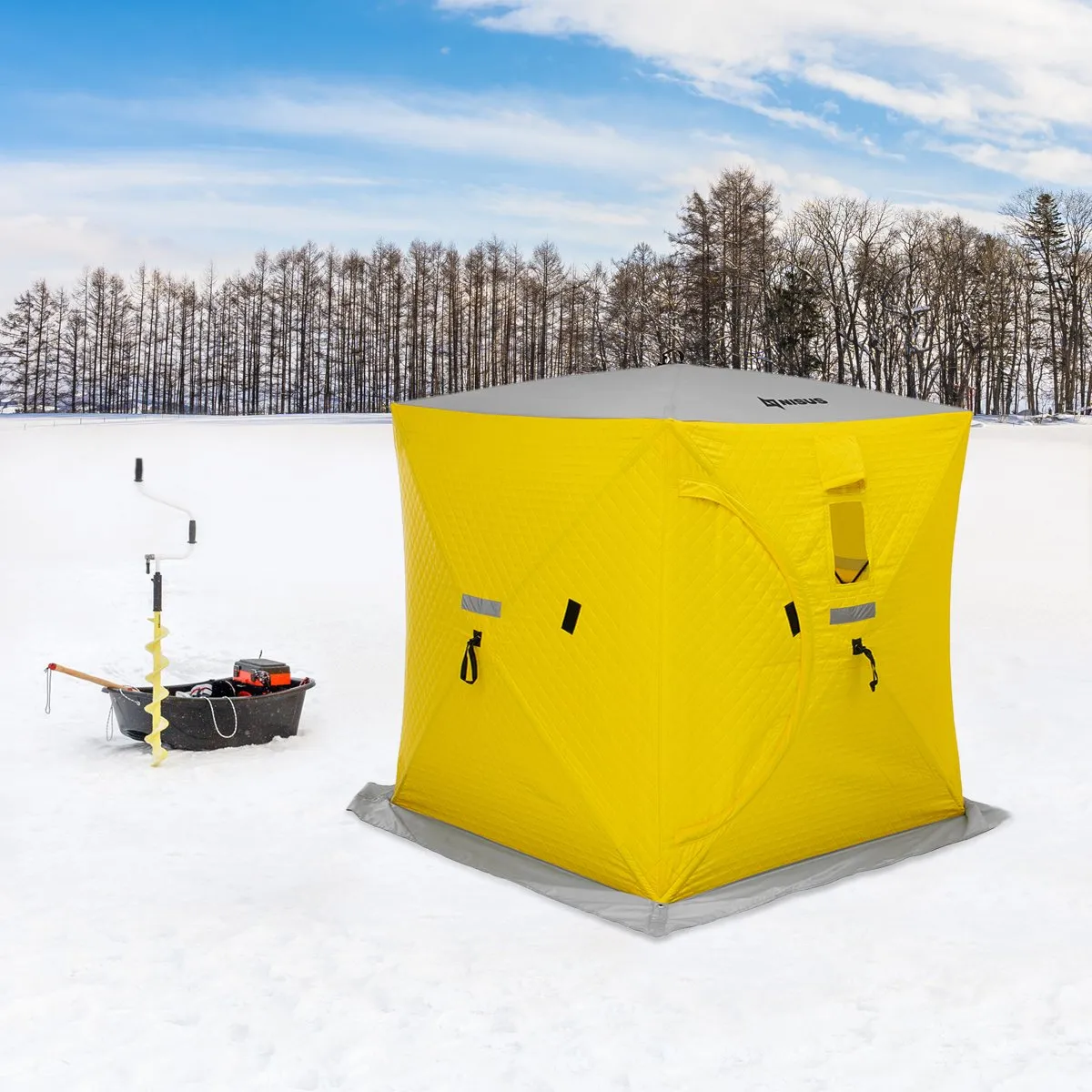 NISUS Insulated 3-Person Cube Series Pop-up Ice Fishing Shelter
