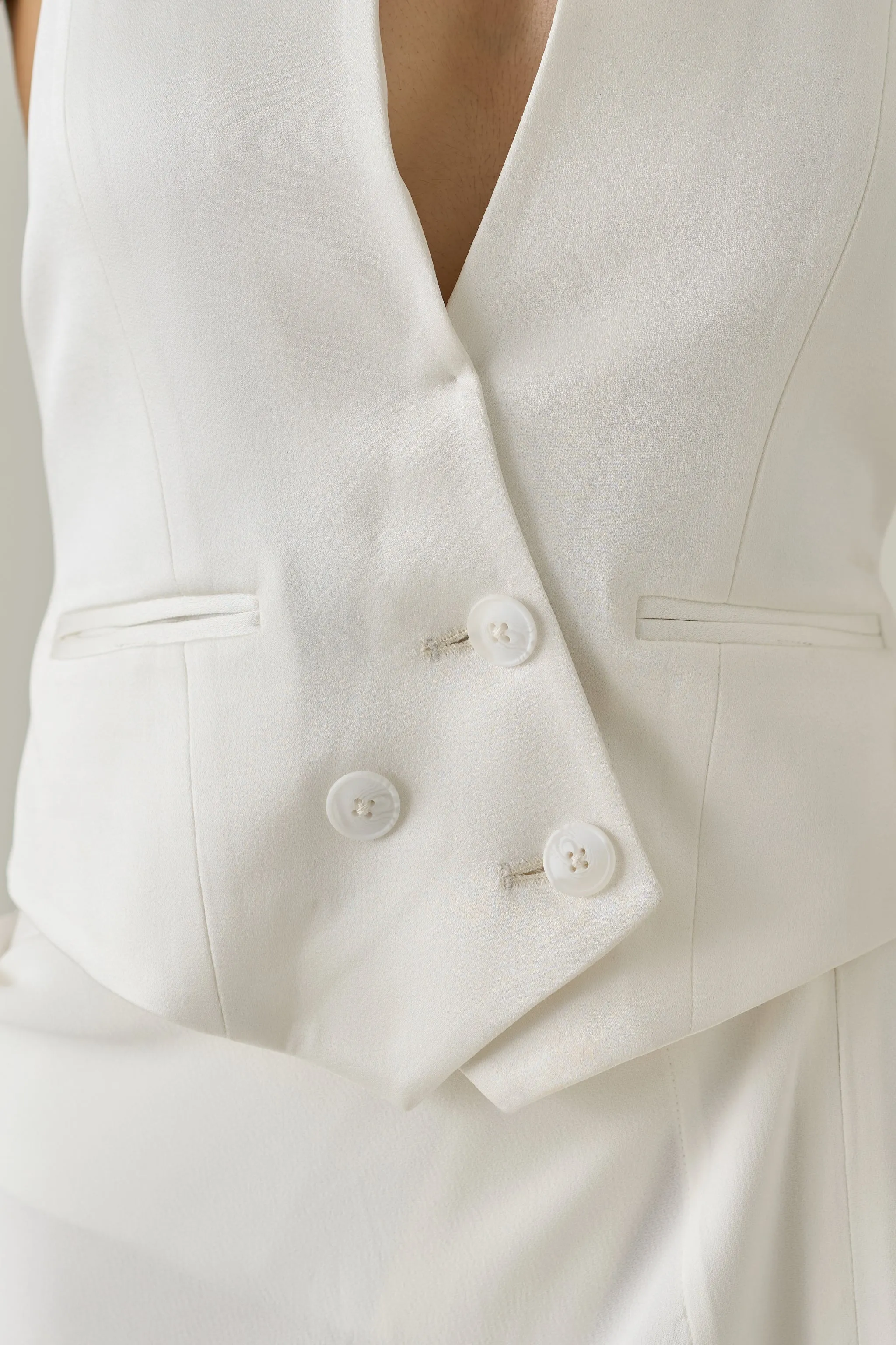 Open Back Waist Coat & Sari Draped Skirt Co-ord Set
