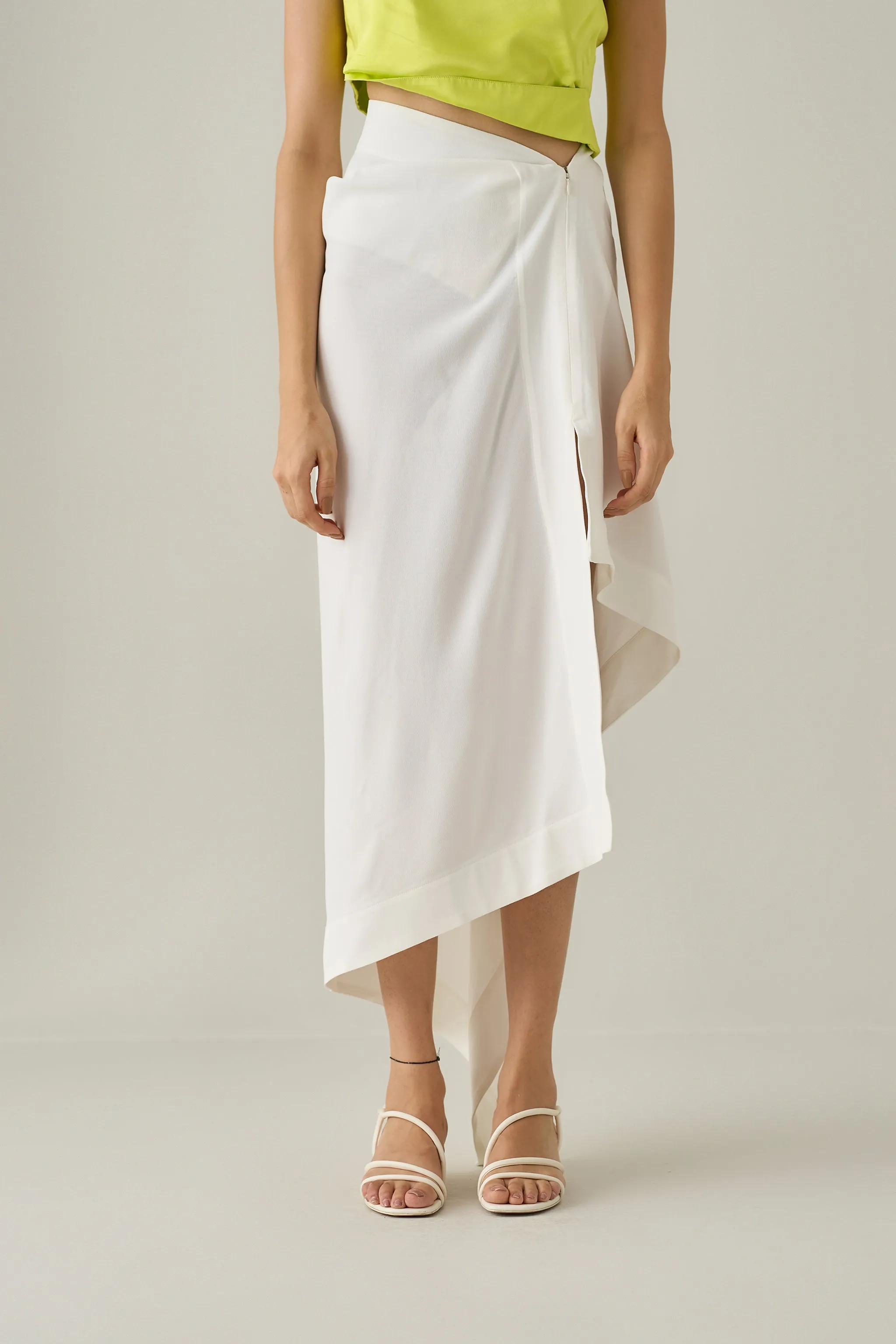 Open Back Waist Coat & Sari Draped Skirt Co-ord Set