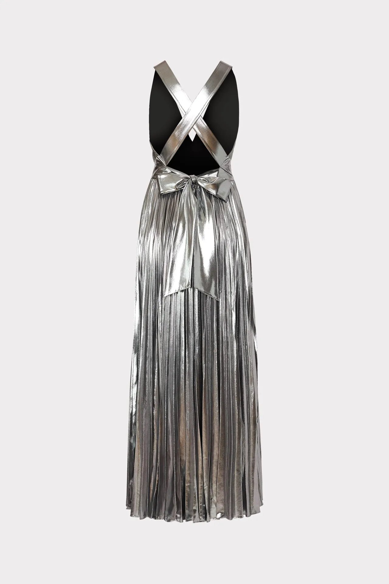 Oria Pleated Lamé Dress