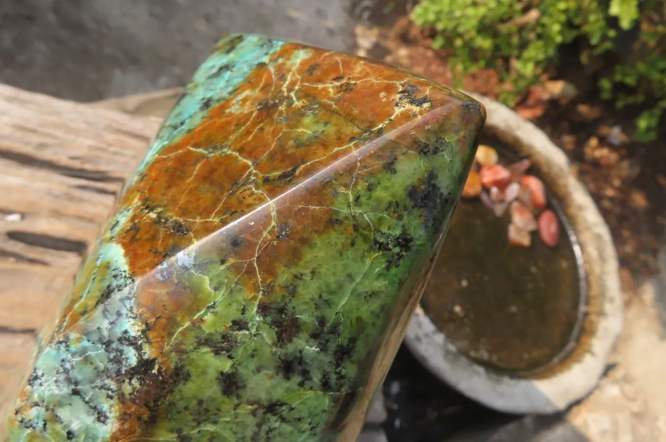 Polished "African Turquoise" Chrysocolla Point x 1 From South Africa