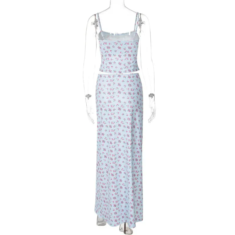 Printed Camisole Top Long Skirt Two-piece Set