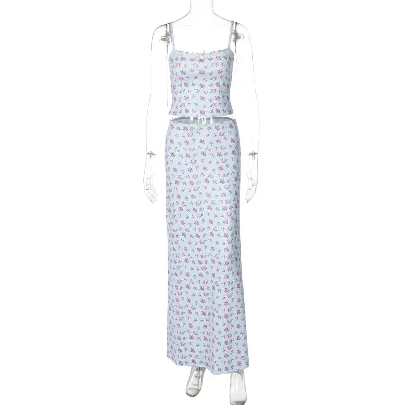Printed Camisole Top Long Skirt Two-piece Set