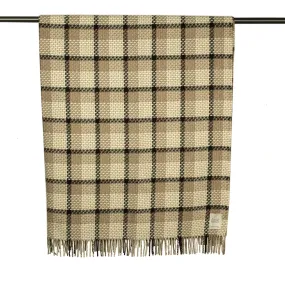 "Coorie Doon" throw blanket in coffee, cream, and mocha country plaid lambswool
