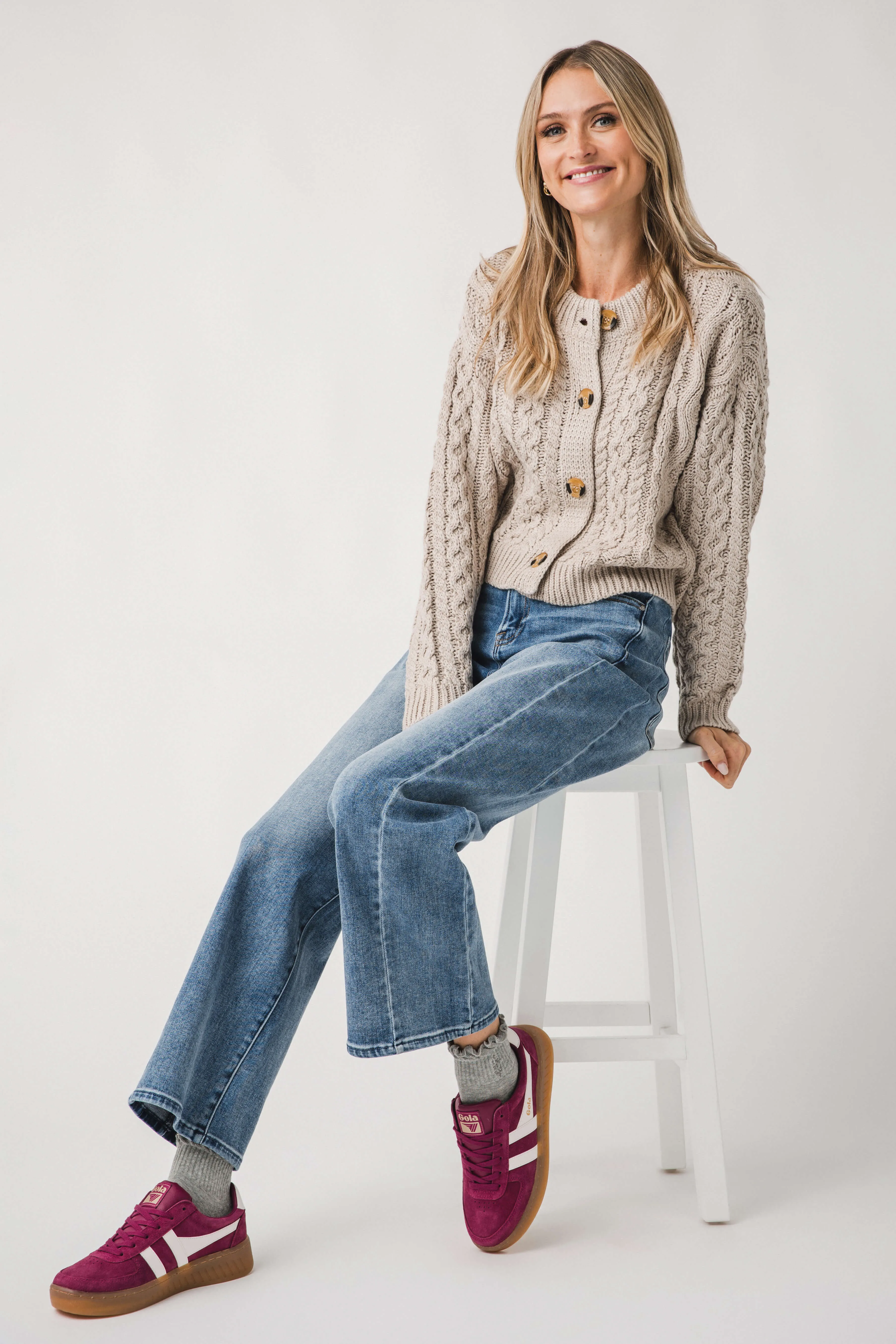RD Style Ulrica Long Sleeve Crewneck Cardigan