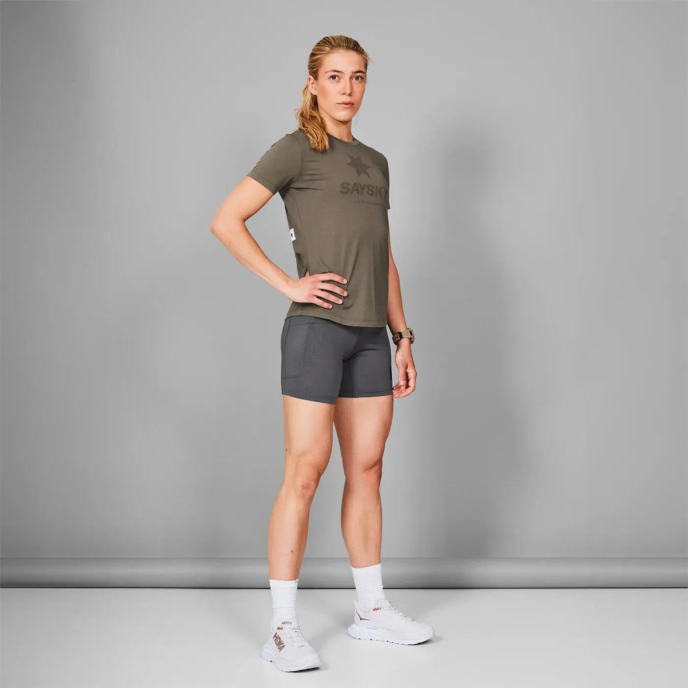 Saysky | Logo Combat T-Shirt | Brown Melange | Dames