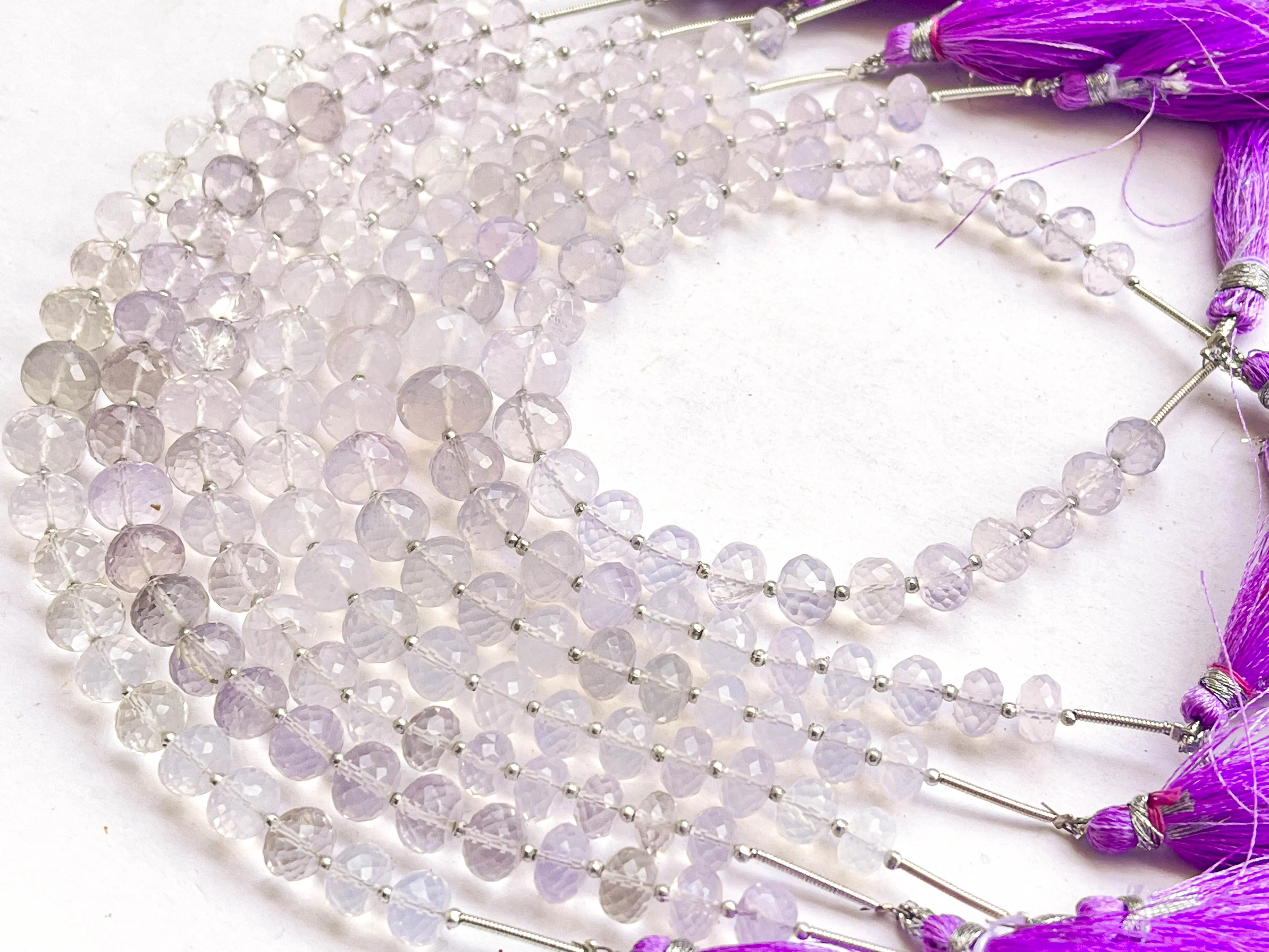 Scorolite Lavender Quartz Faceted Rondelle Beads | 7.50 Inch