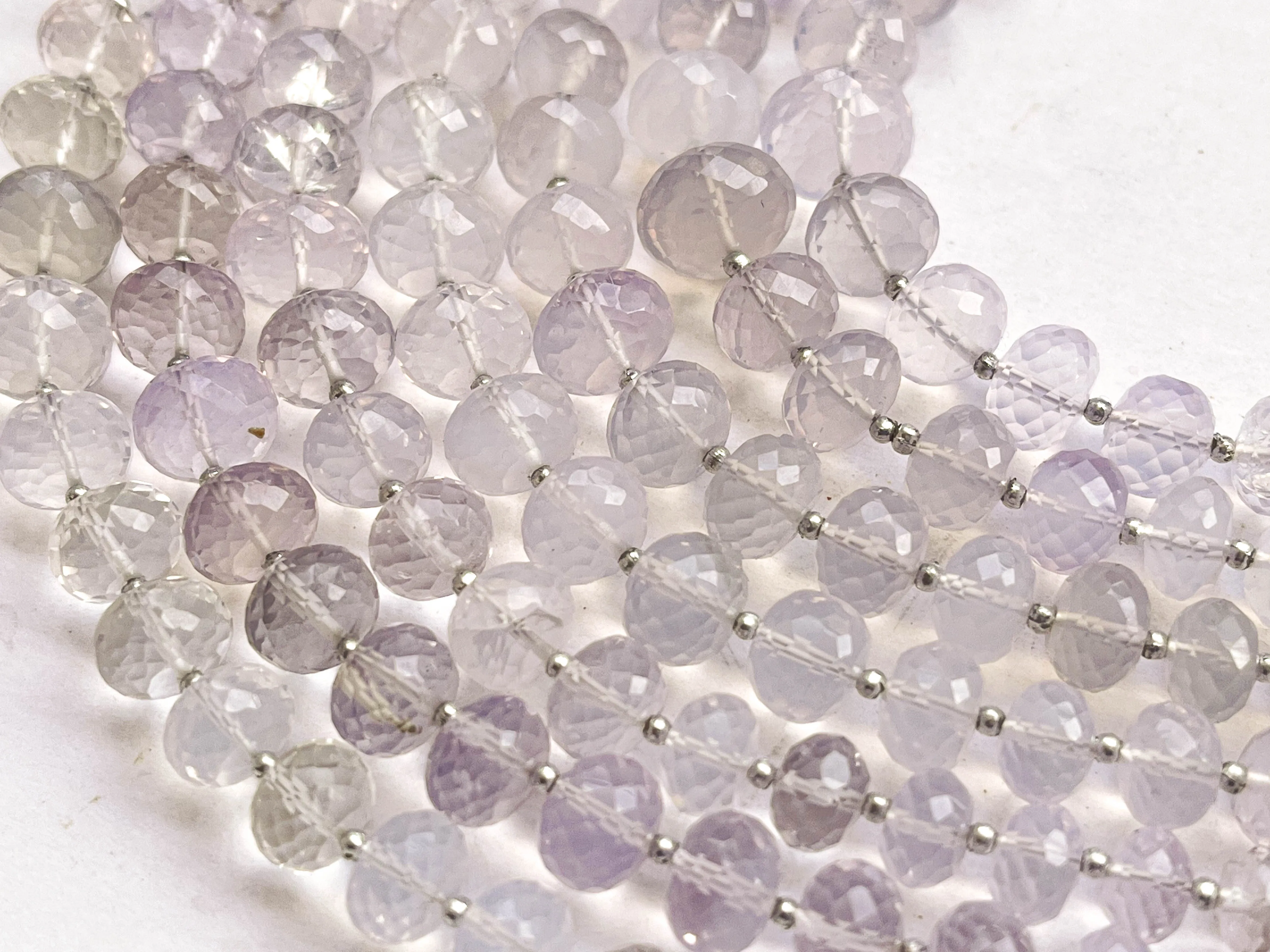 Scorolite Lavender Quartz Faceted Rondelle Beads | 7.50 Inch