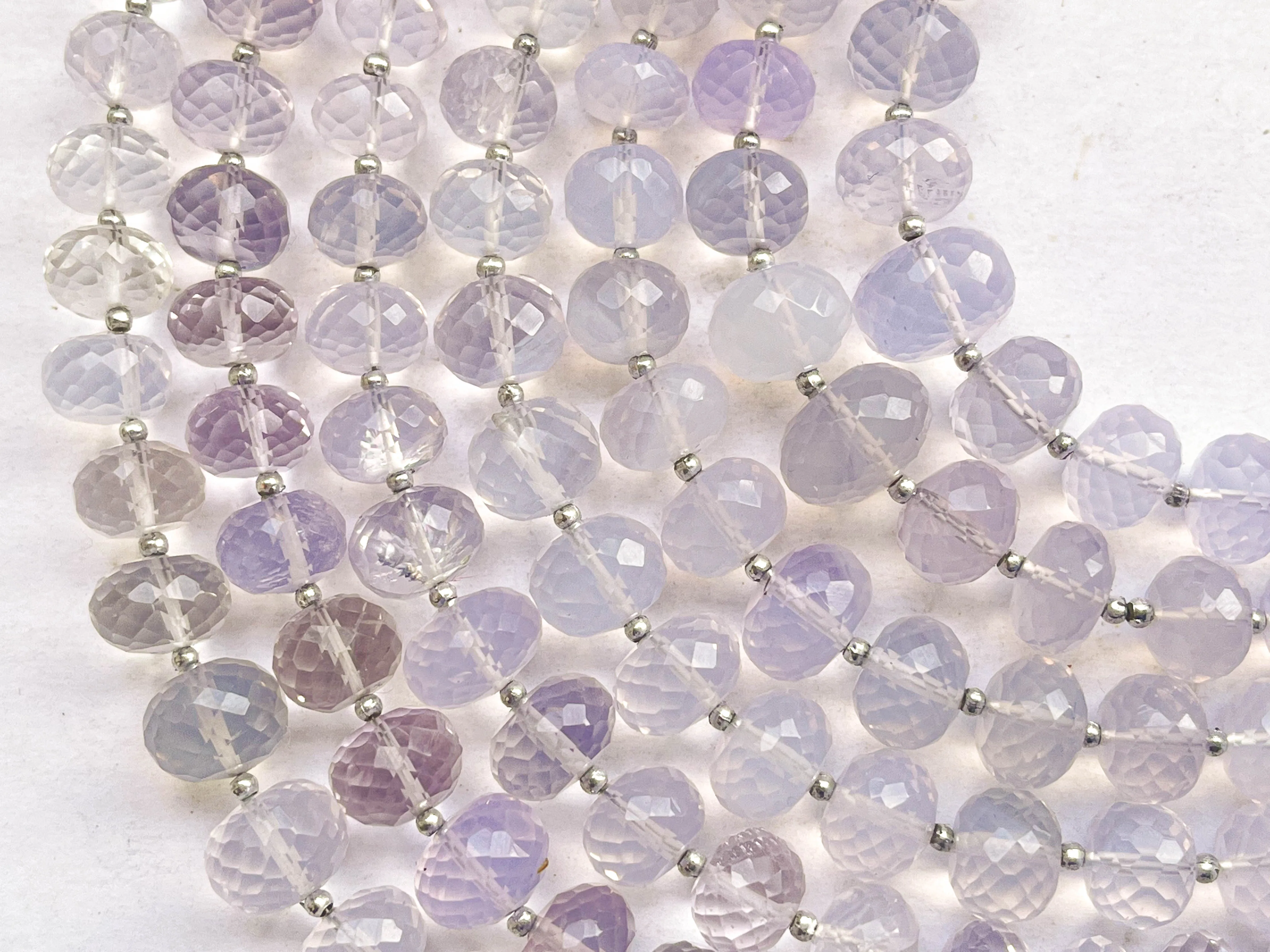 Scorolite Lavender Quartz Faceted Rondelle Beads | 7.50 Inch