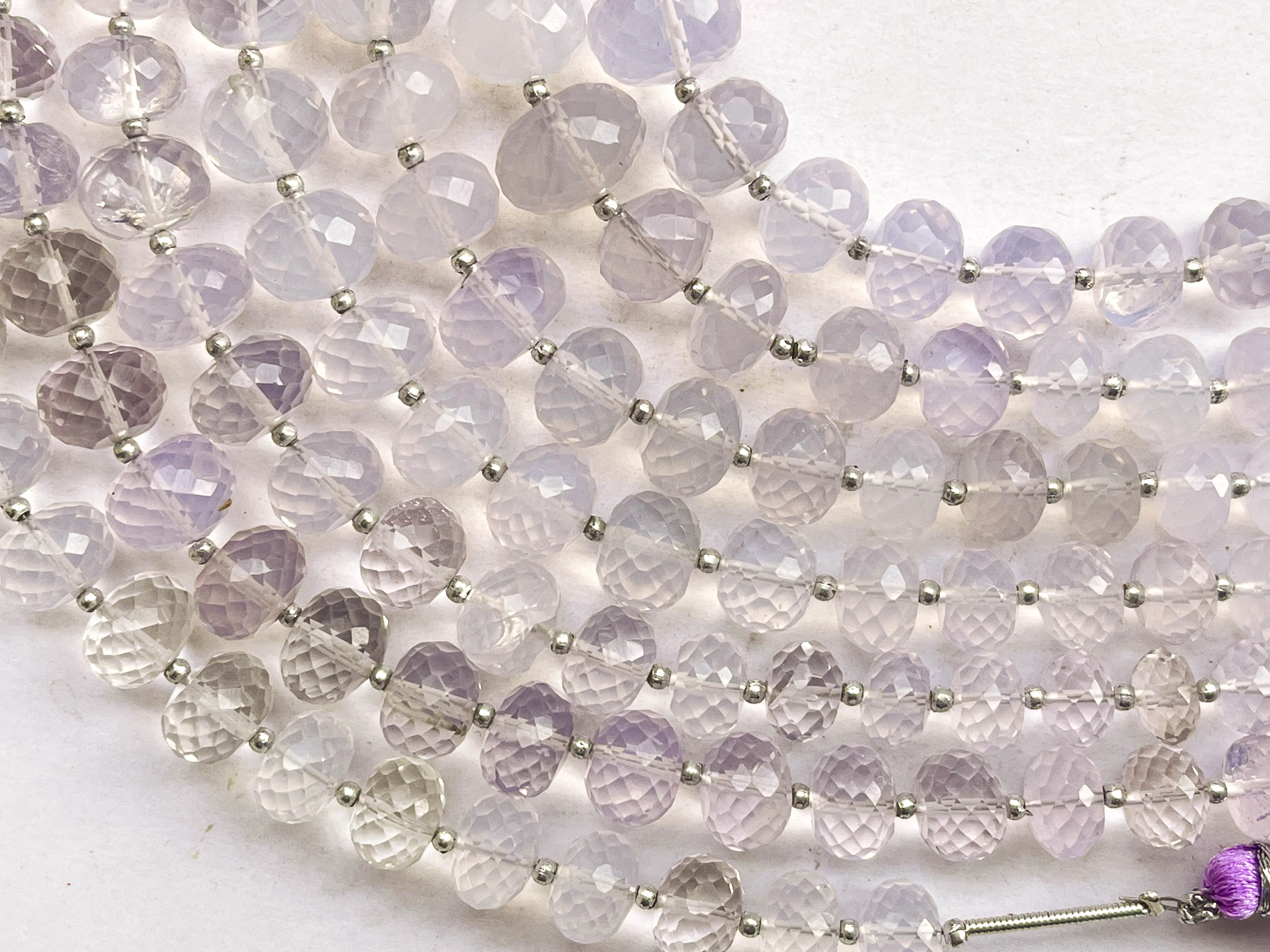 Scorolite Lavender Quartz Faceted Rondelle Beads | 7.50 Inch