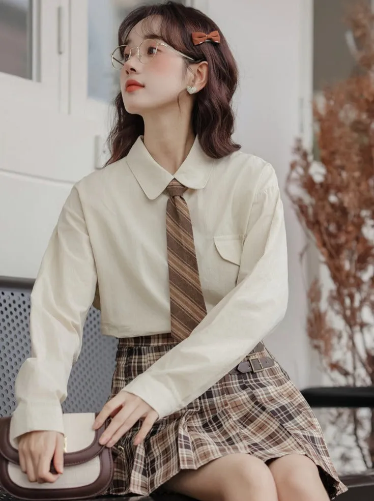 Shirt One-point Pocket Loose Simple