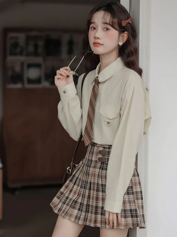 Shirt One-point Pocket Loose Simple