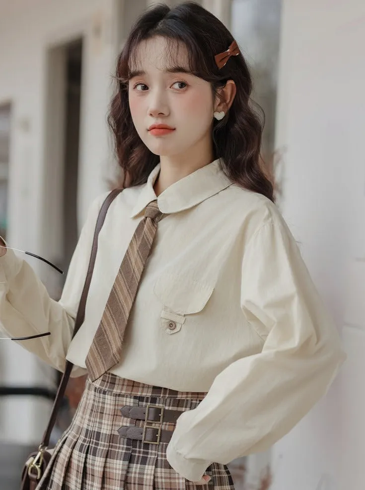 Shirt One-point Pocket Loose Simple
