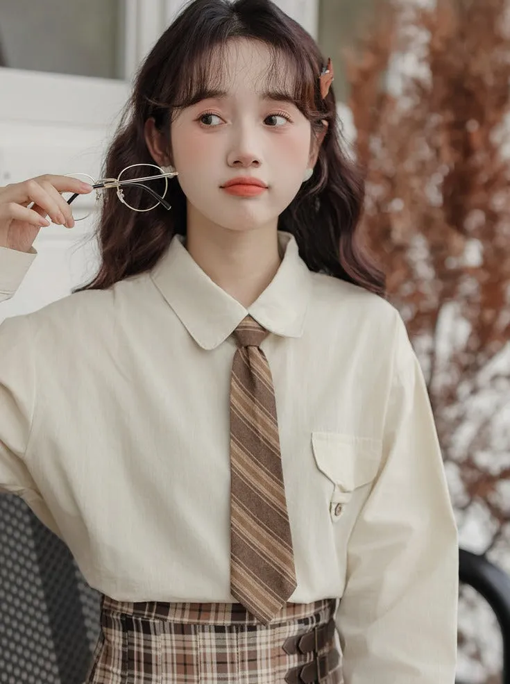 Shirt One-point Pocket Loose Simple