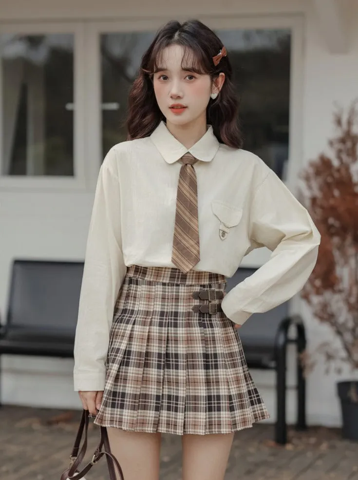 Shirt One-point Pocket Loose Simple