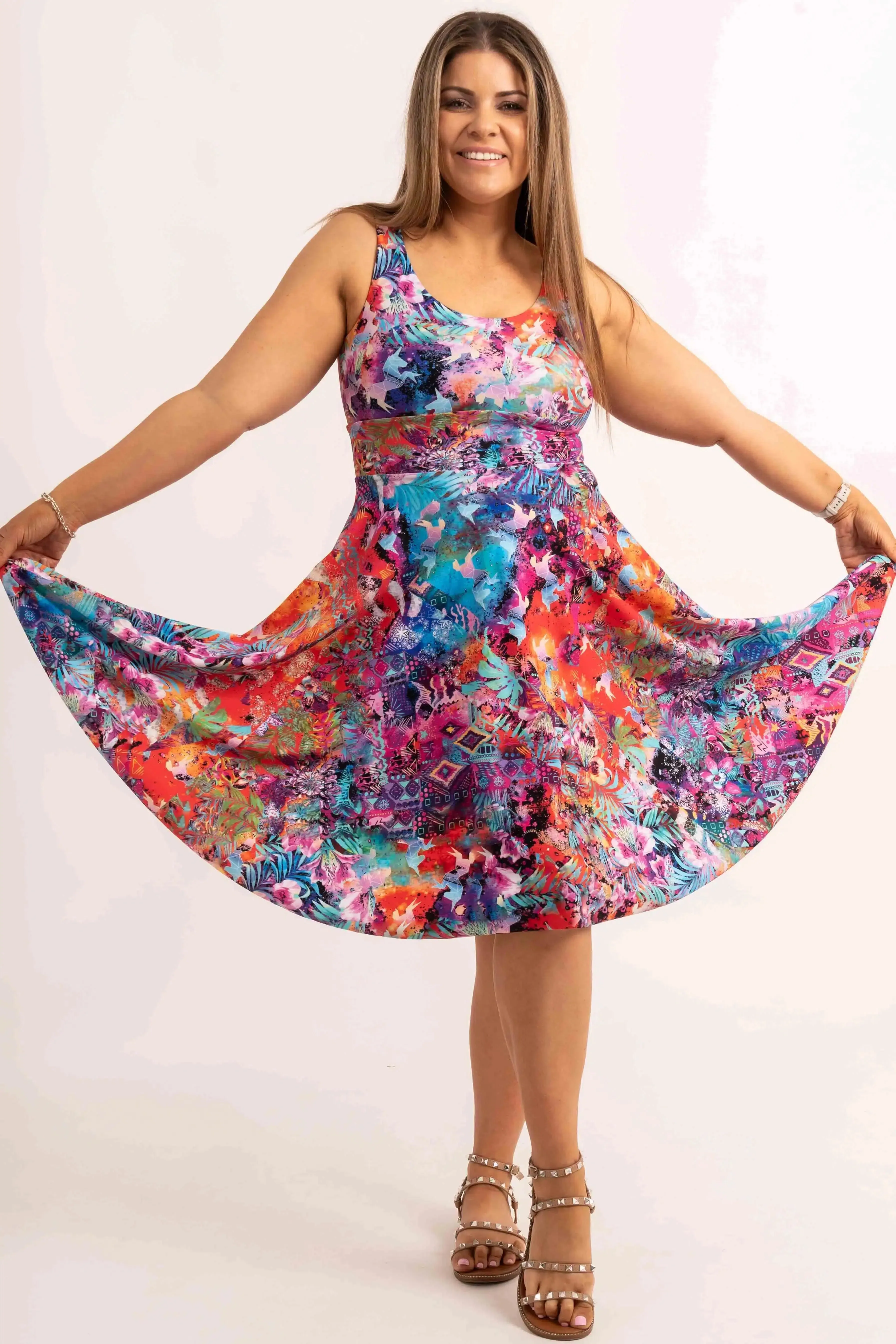 Silky Scoop Neck Comfort Crop Midi Dress W/ Pockets - Believe The Hype
