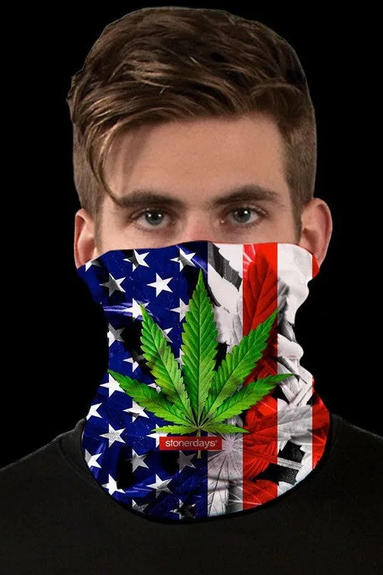 StonerDays USA Flag With Leaf Neck Gaiter