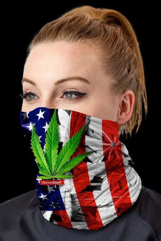 StonerDays USA Flag With Leaf Neck Gaiter