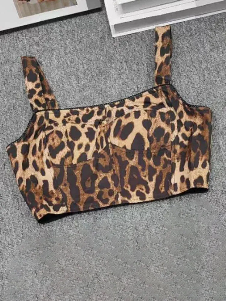 Summer Set with Crop Top & Animal Print Shorts for Women